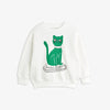 MINI RODINI - Sweat blanc et chat vert