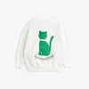 MINI RODINI - Sweat blanc et chat vert