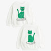 MINI RODINI - Sweat blanc et chat vert