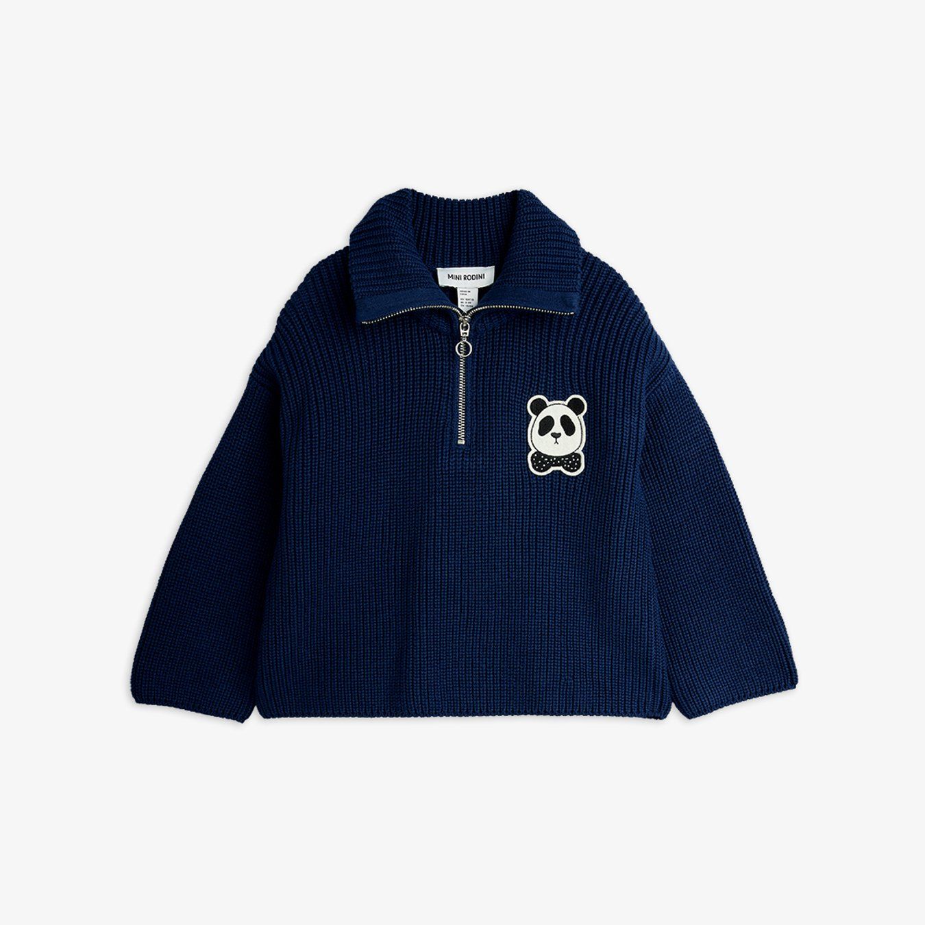 MINI RODINI - Pull col zippé bleu Panda