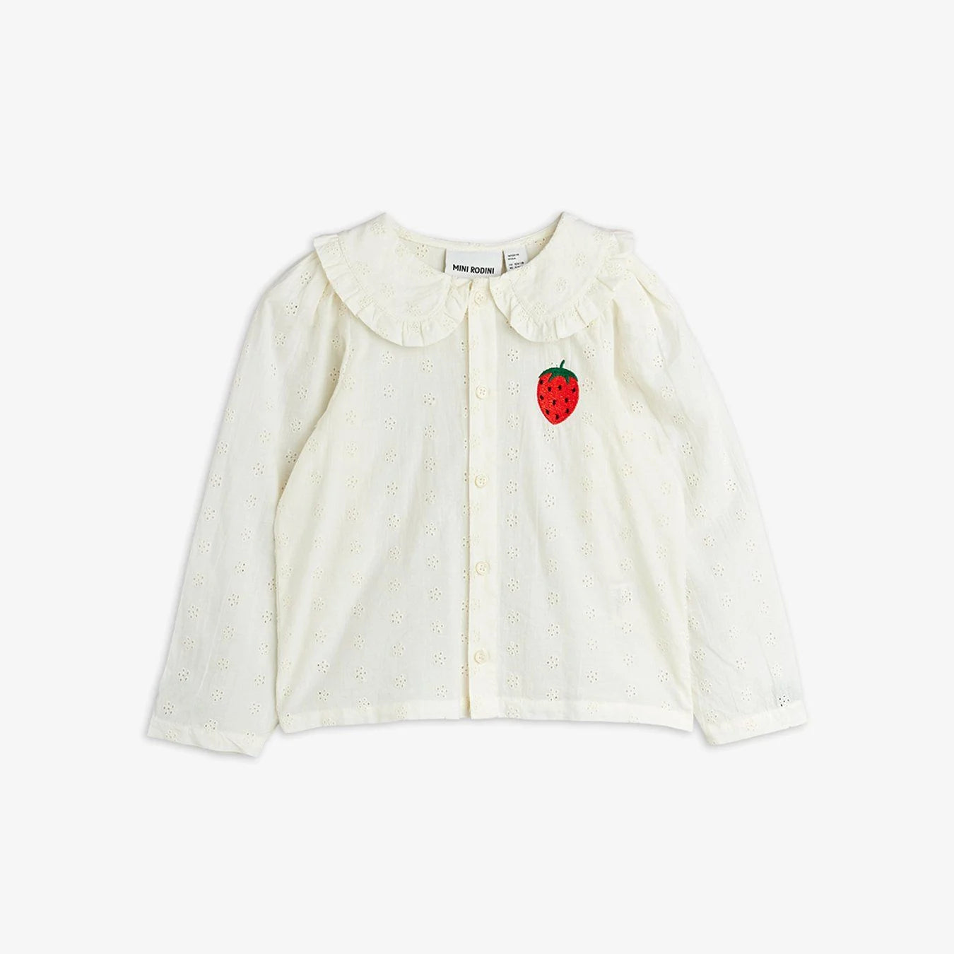 MINI RODINI - Blouse blanche en broderie Fraise