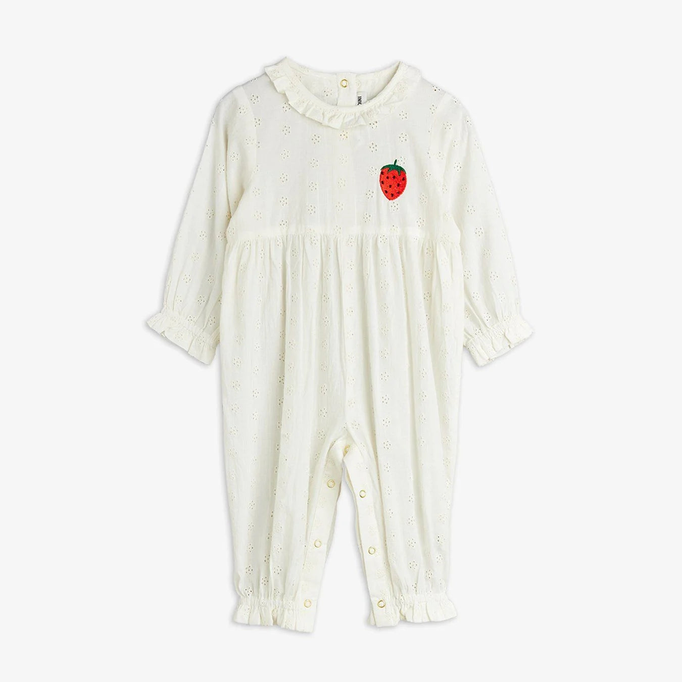 MINI RODINI - Combinaison blanche en broderie Fraise
