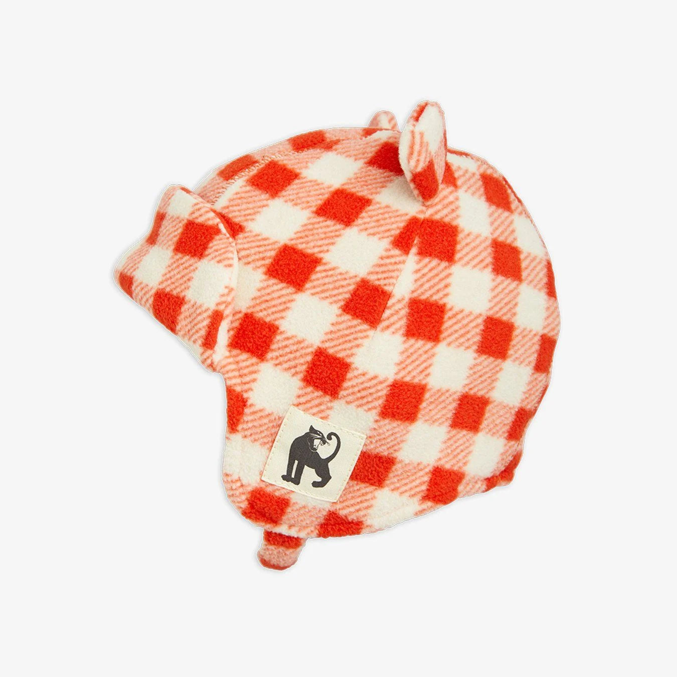 MINI RODINI - Bonnet en polaire vichy rouge