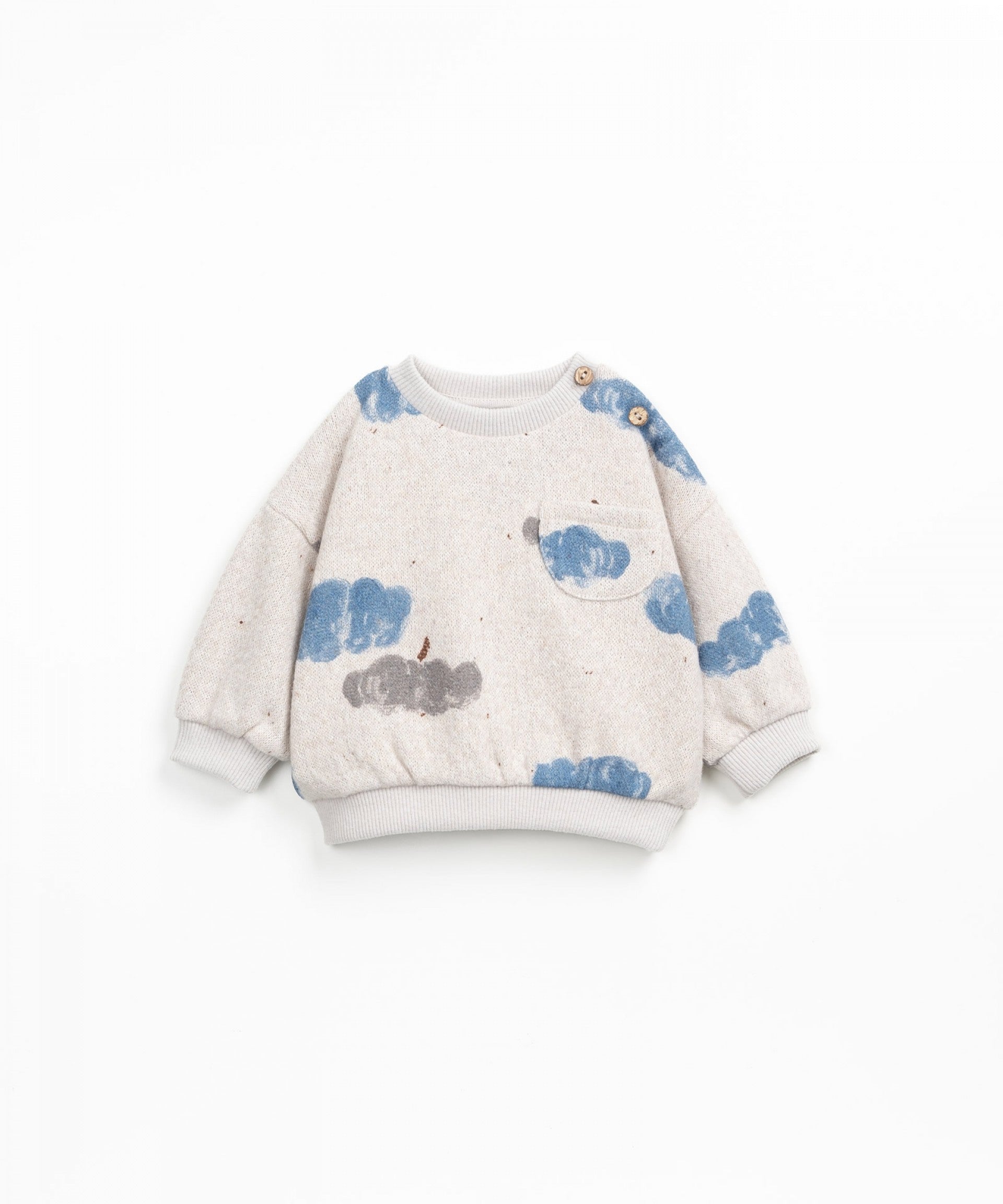 PLAY UP - Ensemble sweat et pantalon polaire Nuages bleus bébé