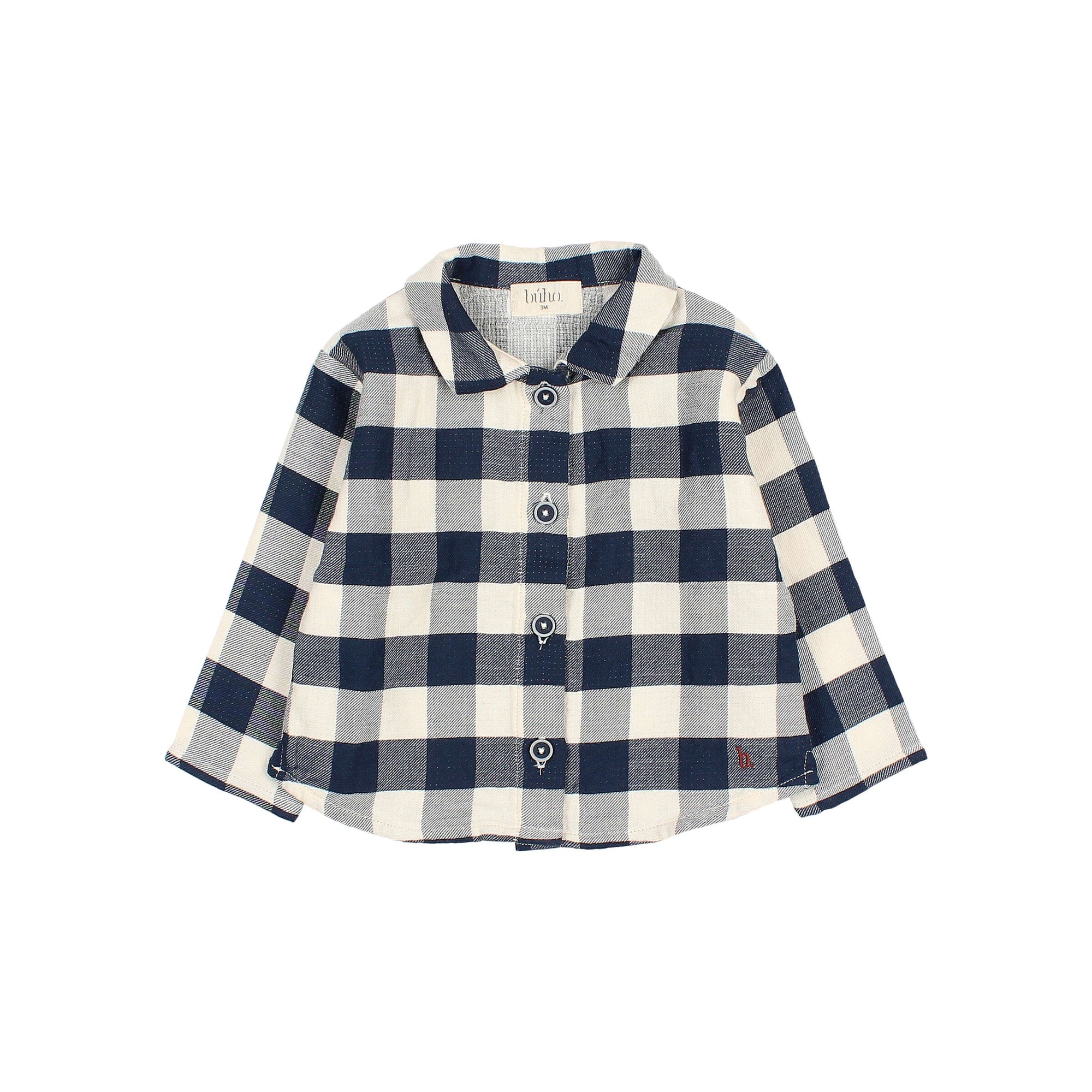 BUHO - Chemise à carreaux Gingham navy bébé