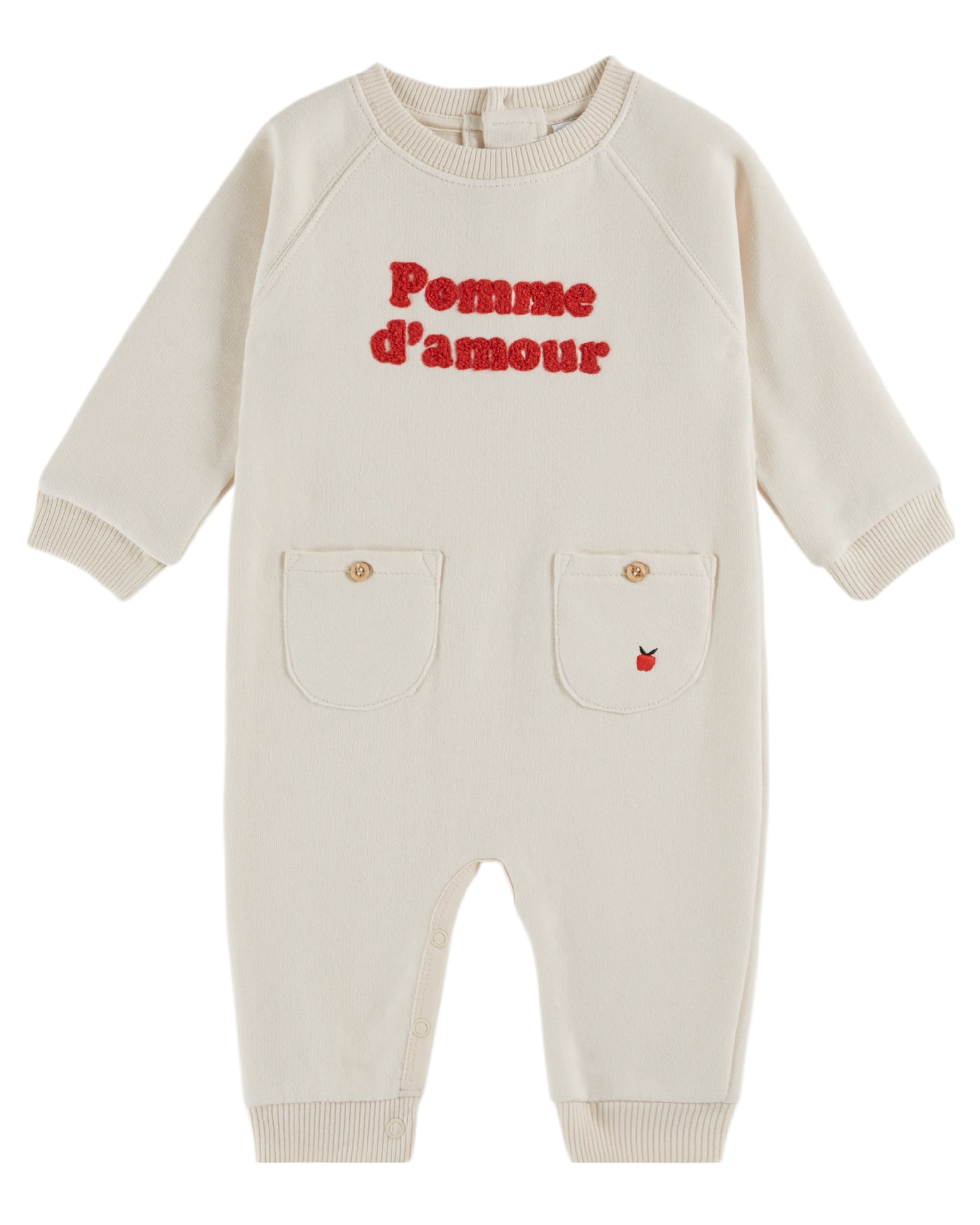 EMILE & IDA - Combinaison crème brodée "Pomme d'amour"