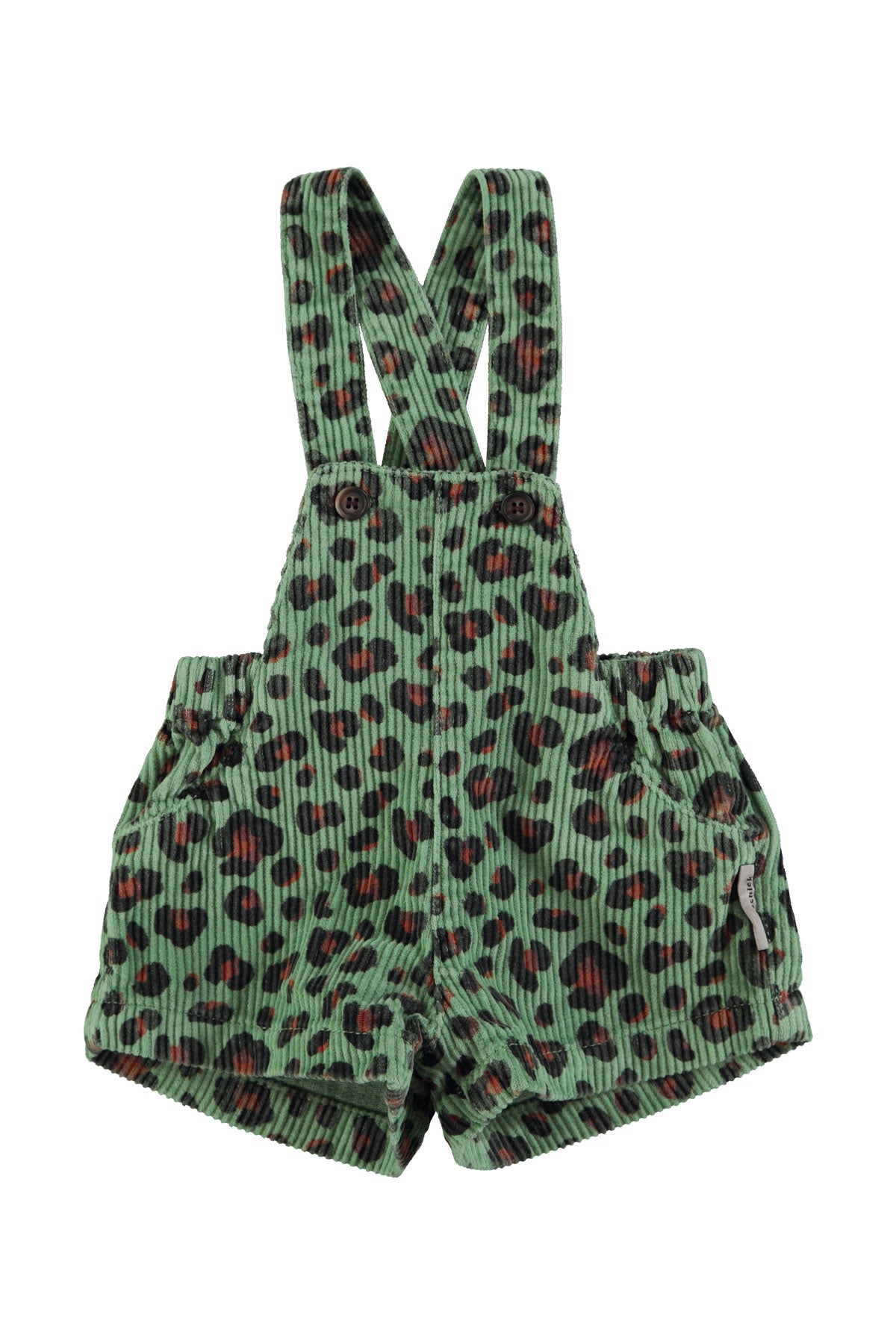 PIUPIUCHICK - Short à bretelles vert imprimé léopard