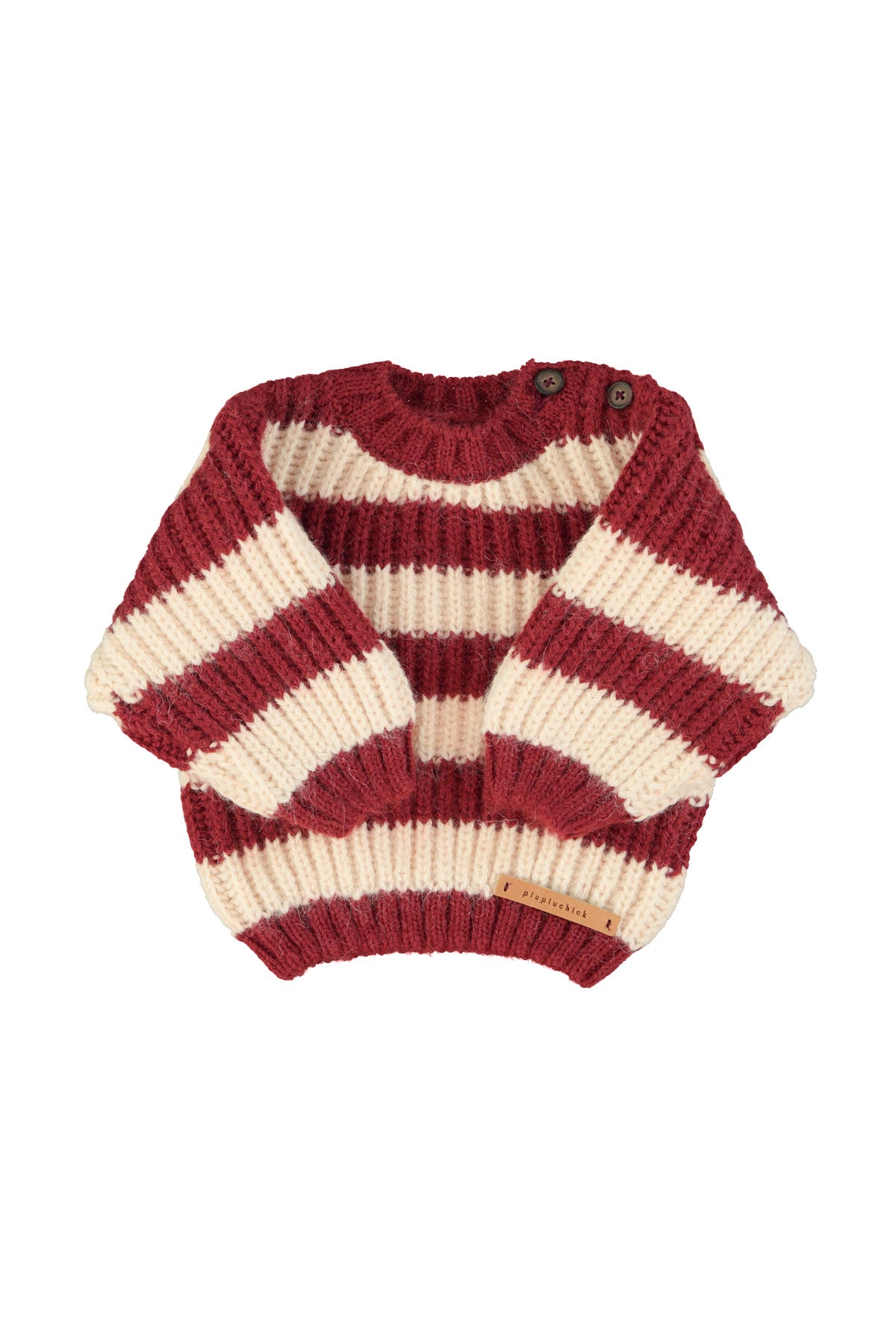 PIUPIUCHICK - Pull en tricot rayures bordeaux bébé