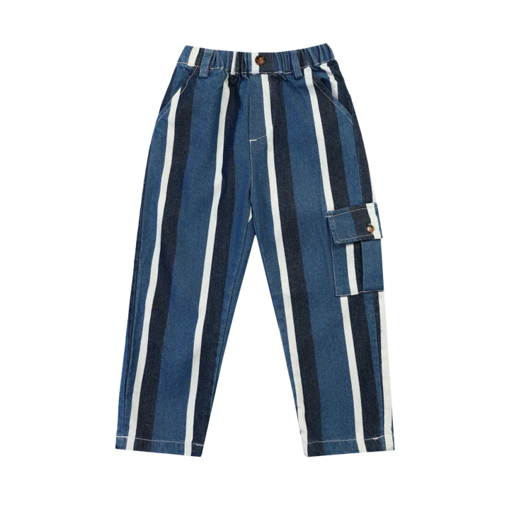 DONSJE - Pantalon Theoule Vintage blue striped