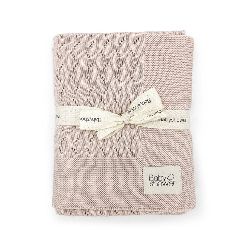 BABY SHOWER - Couverture tricot classic Nude