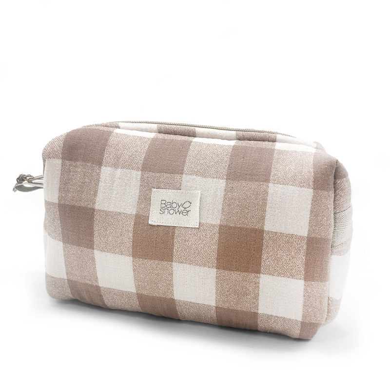 BABY SHOWER - Trousse de toilette Vichy Caramel